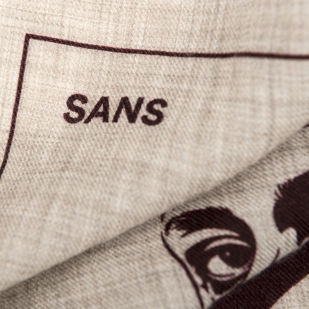 SANS N°034. 'THE C**'T LIST 005'. Pocket Square (print in dark red-brown)