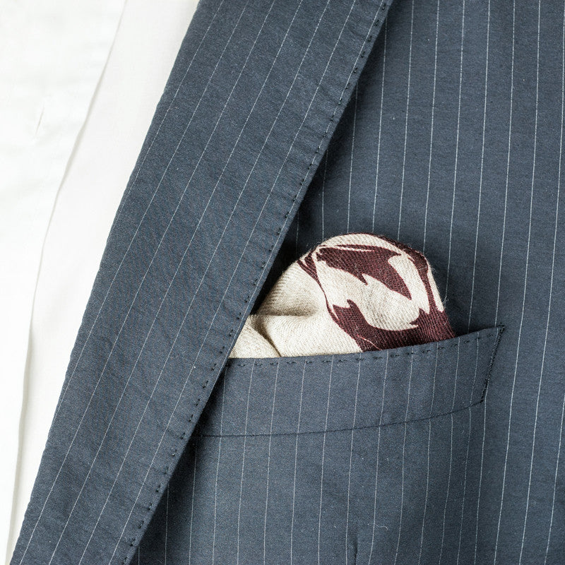 SANS N°034. 'THE C**'T LIST 005'. Pocket Square (print in dark red-brown)