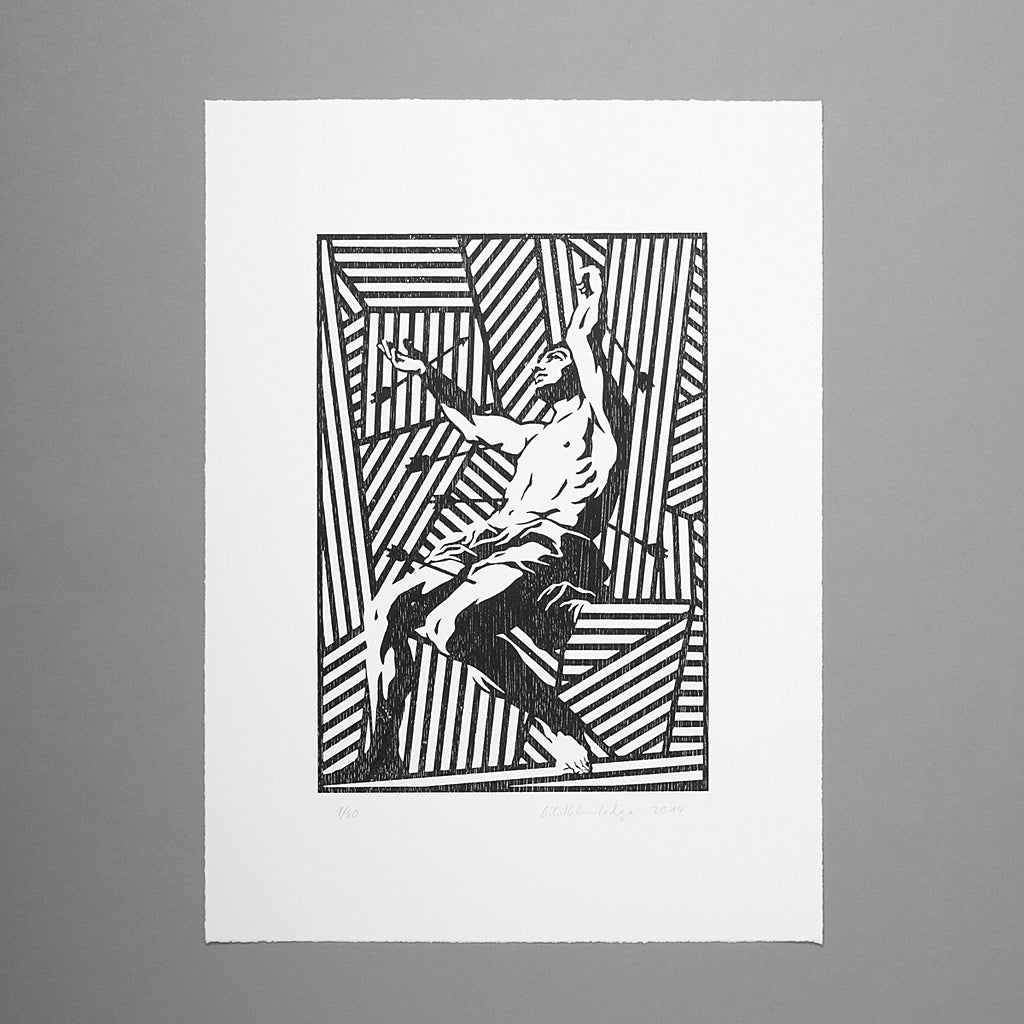 'St.Sebastian'. Woodcut Print (Black Edition)