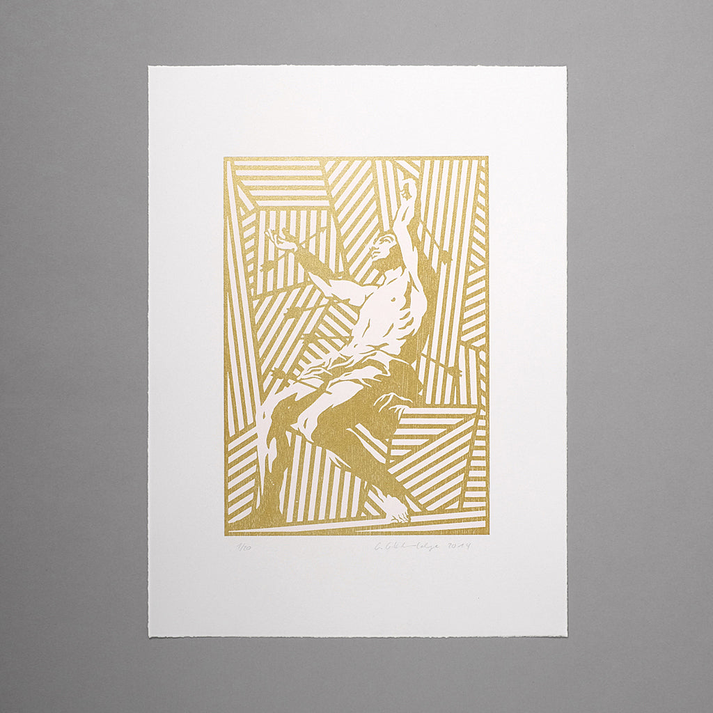 'St.Sebastian'. Woodcut Print (Gold Edition)