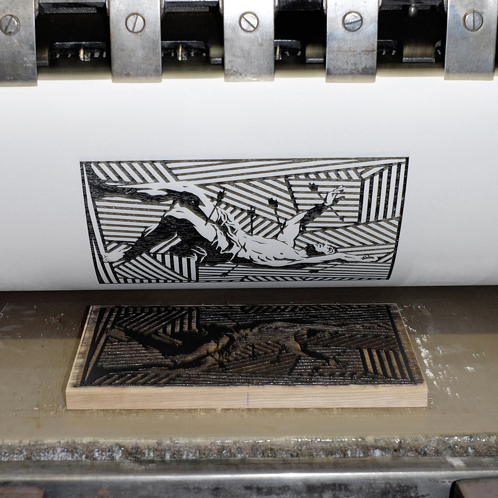 'St.Sebastian'. Woodcut Print (Gold Edition)