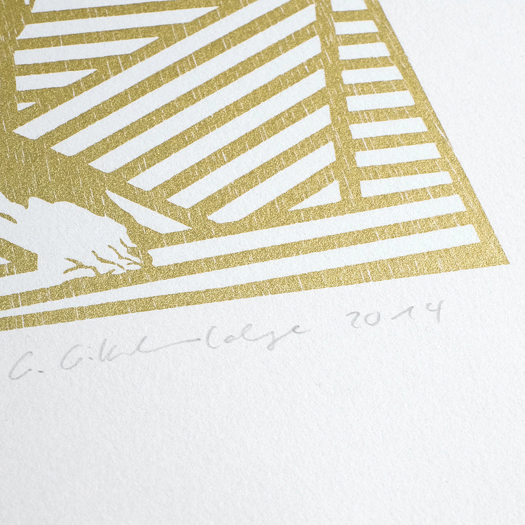 'St.Sebastian'. Woodcut Print (Gold Edition)