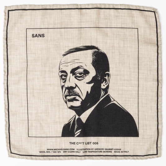 SANS N°034. 'THE C**'T LIST 005'. Pocket Square (print in black)